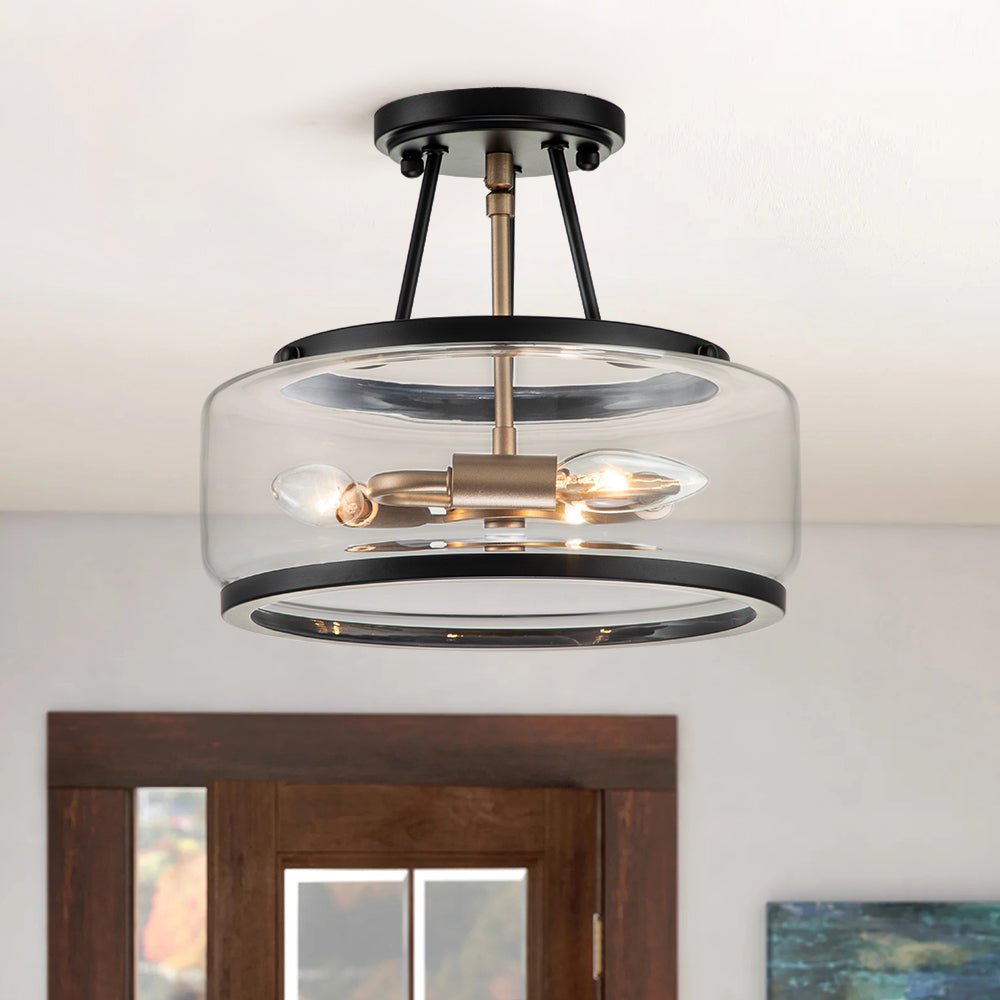 Lámpara de techo de cristal Bombela en una cocina de estilo rústico – imagen 2