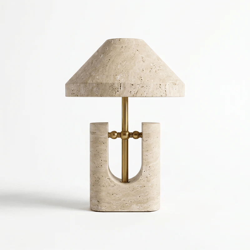 Lámpara de mesa de travertino Mavera – tamaño Ø 27 × 39 cm
