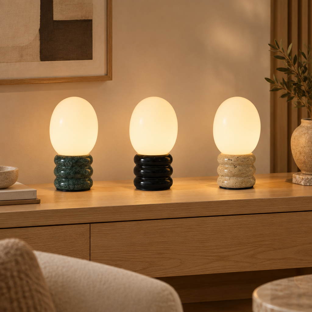 Lámpara de mesa recargable Fabeta con globo opal – vista principal