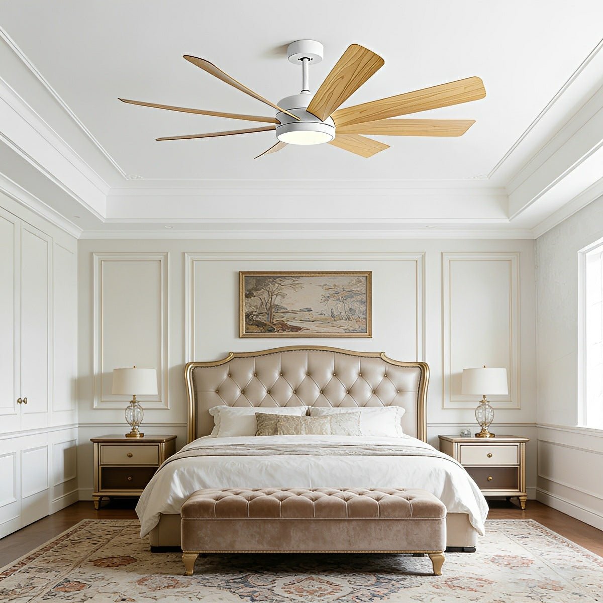 Ventilador de techo con luz Cardela en un salón amplio – imagen 4