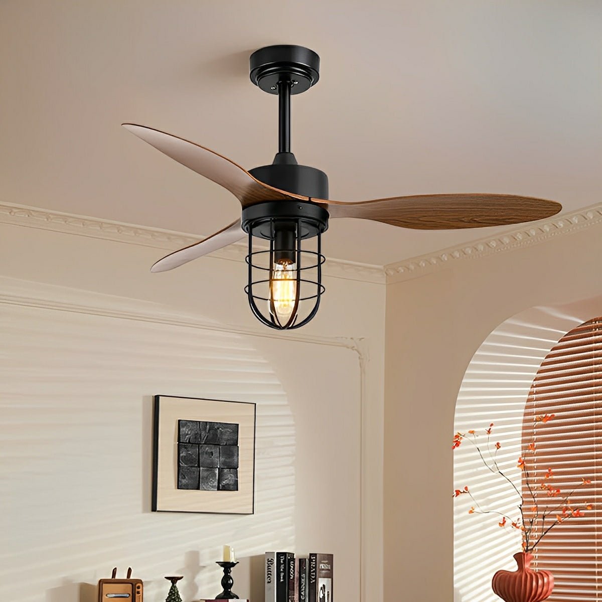 Ventilador de techo con luz Lantira en un comedor con encanto – imagen 4