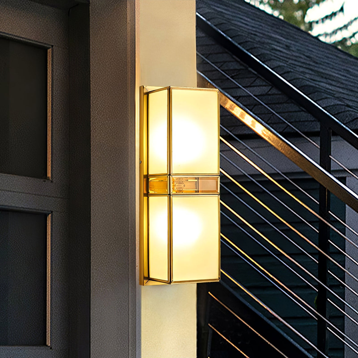 Mirasel - Aplique de Pared Exterior de Latón con Cristal Esmerilado IP65
