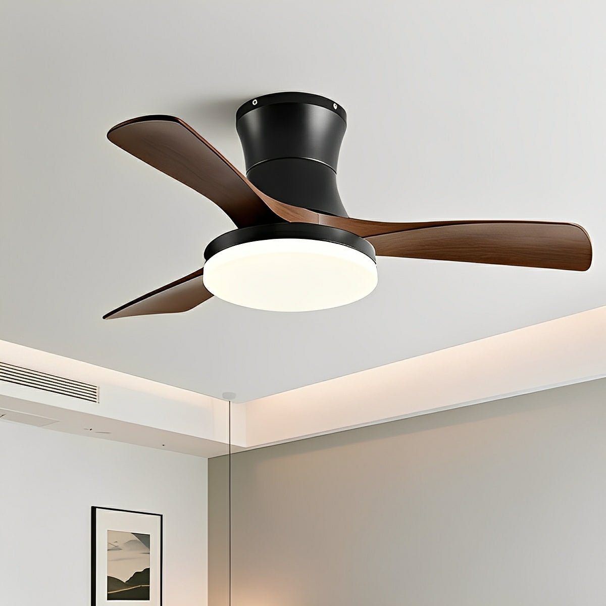 Ventilador de techo con luz Kaleta – negro y nogal