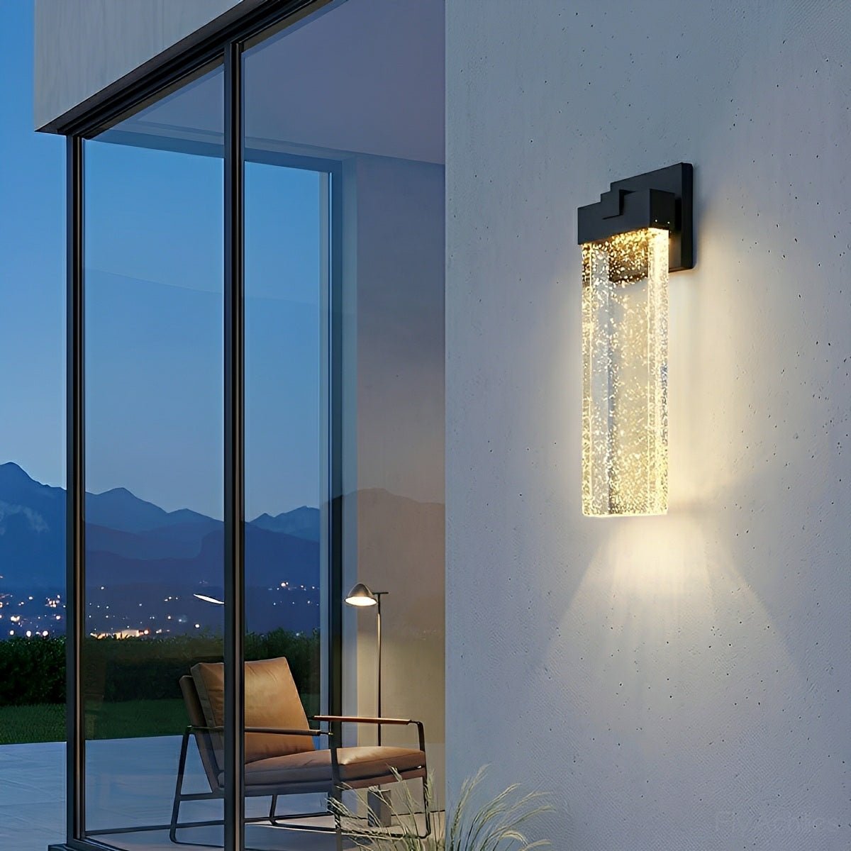 Mibruma - Aplique de Pared Exterior LED de Cristal con Burbujas Rectangular