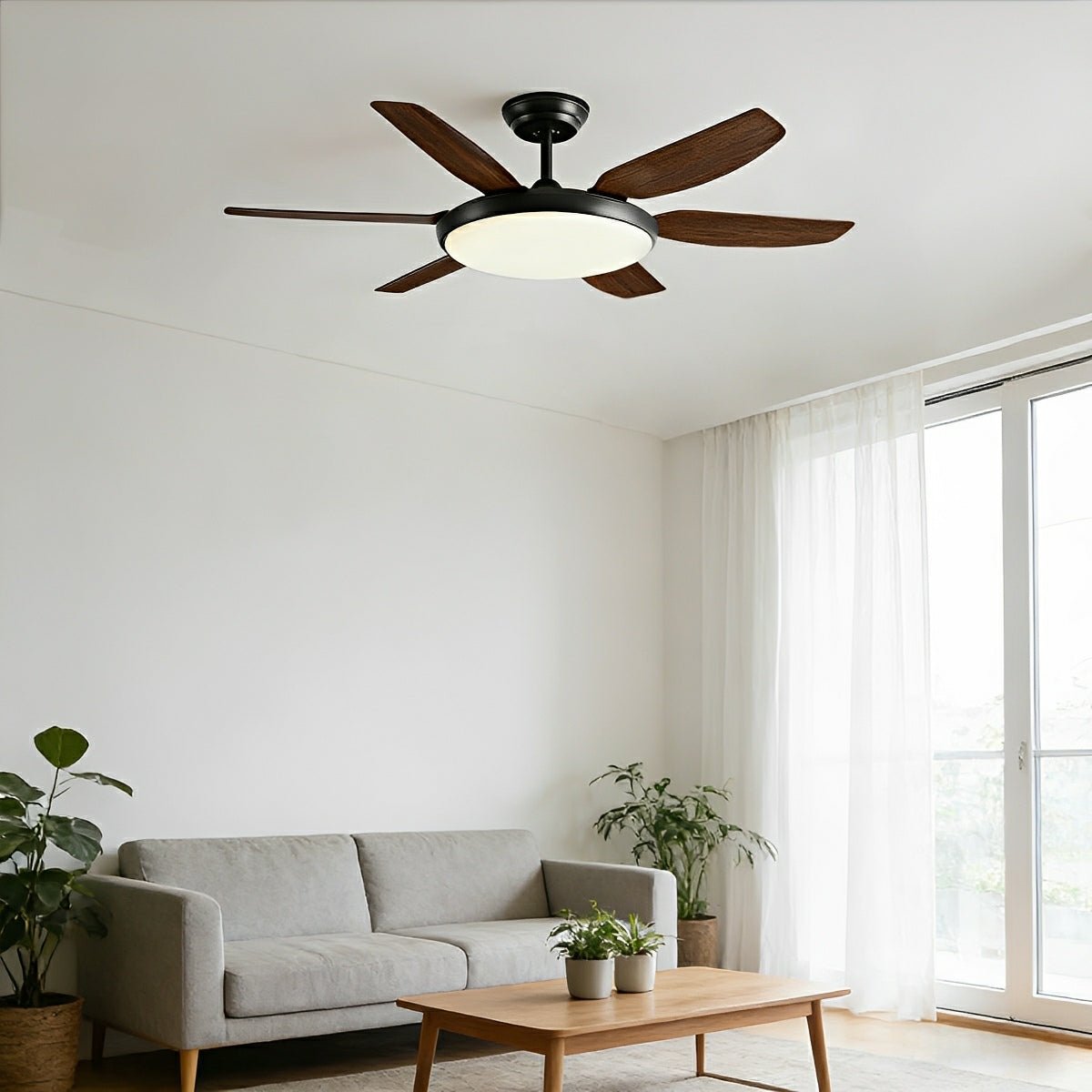 Ventilador de techo con luz Gelvira en un salón amplio de estilo nórdico – imagen 6