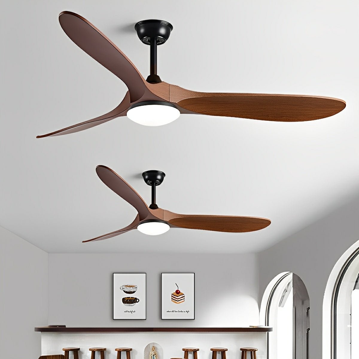 Ventilador de techo con luz Aldena en un salón nórdico – imagen 7
