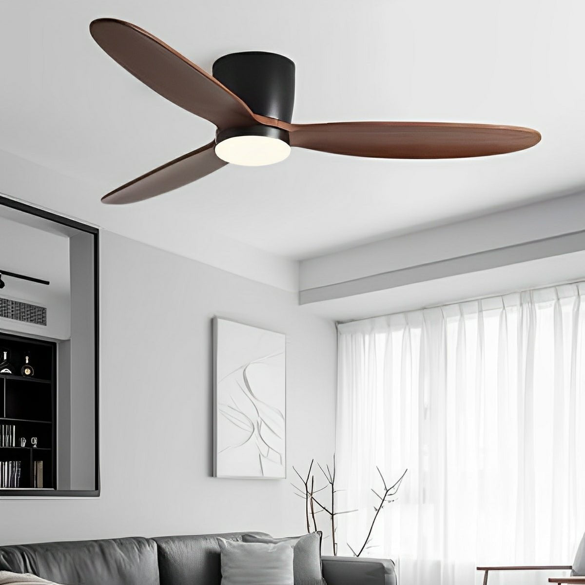 Ventilador de techo con luz Escandia en un salón de estilo nórdico – imagen 4
