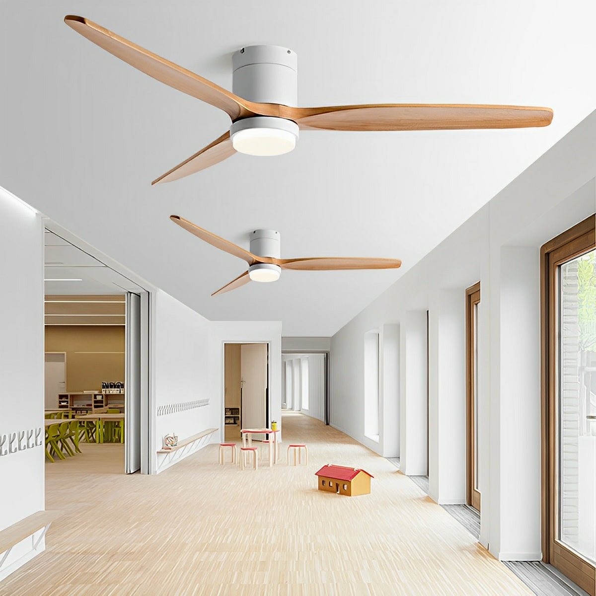 Ventilador de techo con luz Robledo en un salón nórdico – imagen 4