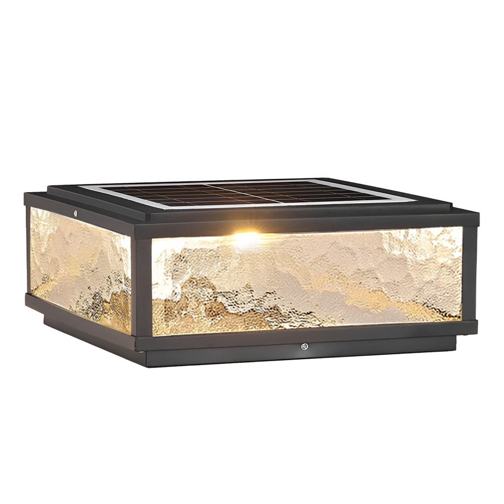 Lámpara de pilar exterior Mondera – versión solar con panel en la tapa