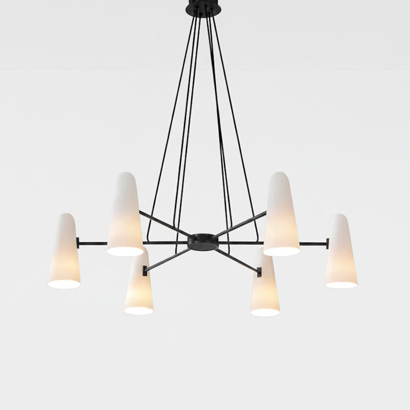 Lámpara araña de latón Valdora – negro y blanco, 6 luces · Ø 80 cm