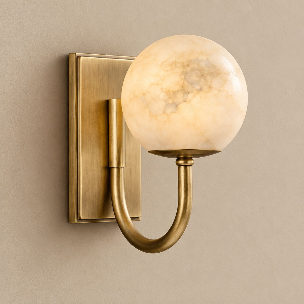 Aplique de pared Yesela con globo de alabastro – vista principal