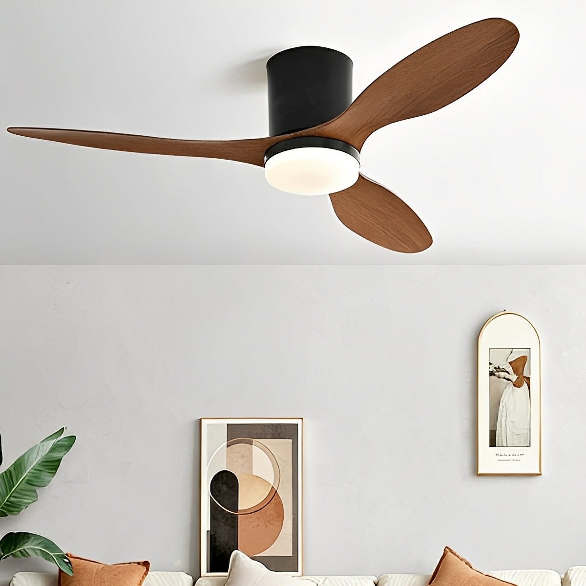 Ventilador de techo con luz Ivelda en un salón nórdico – imagen 8