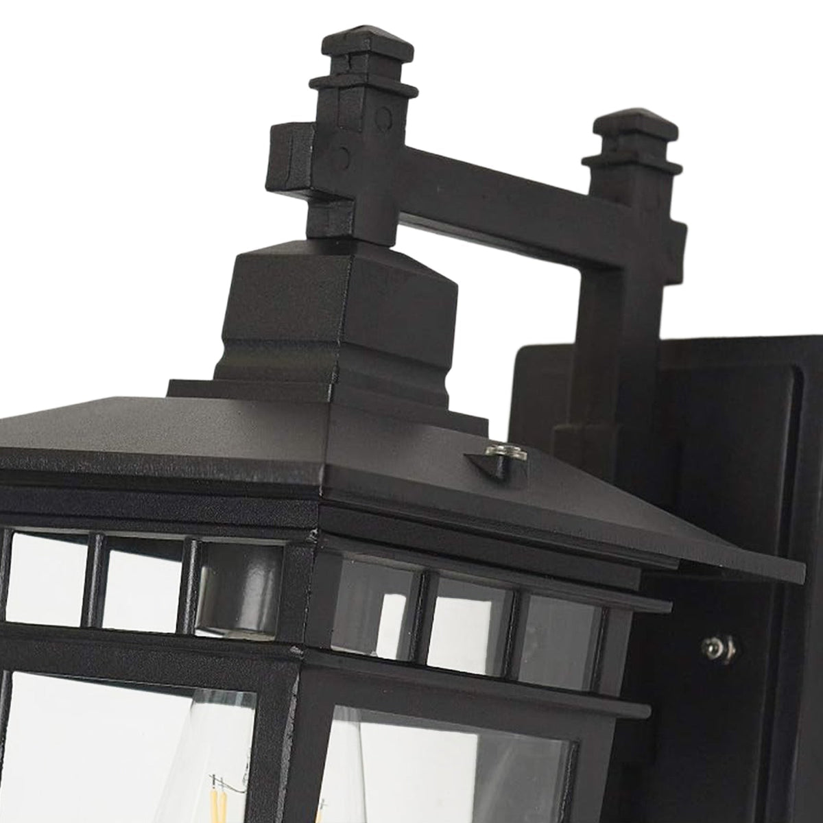 Aplique de pared exterior Varola farol negro – detalle del tejadillo y el brazo