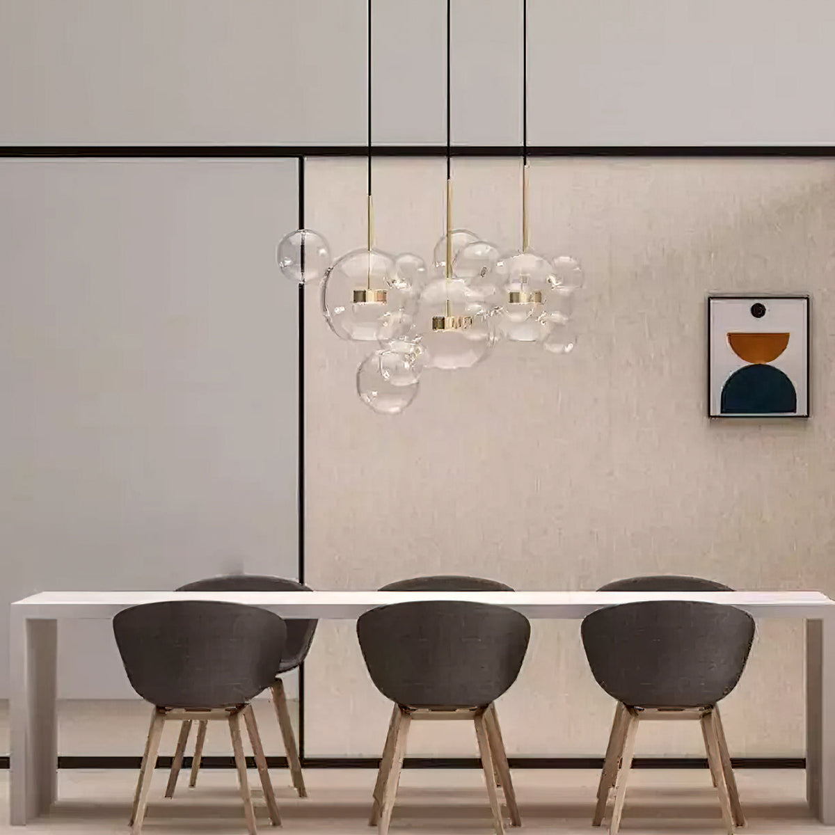 Lámpara colgante de esferas de cristal Perlada en un salón luminoso – imagen 10