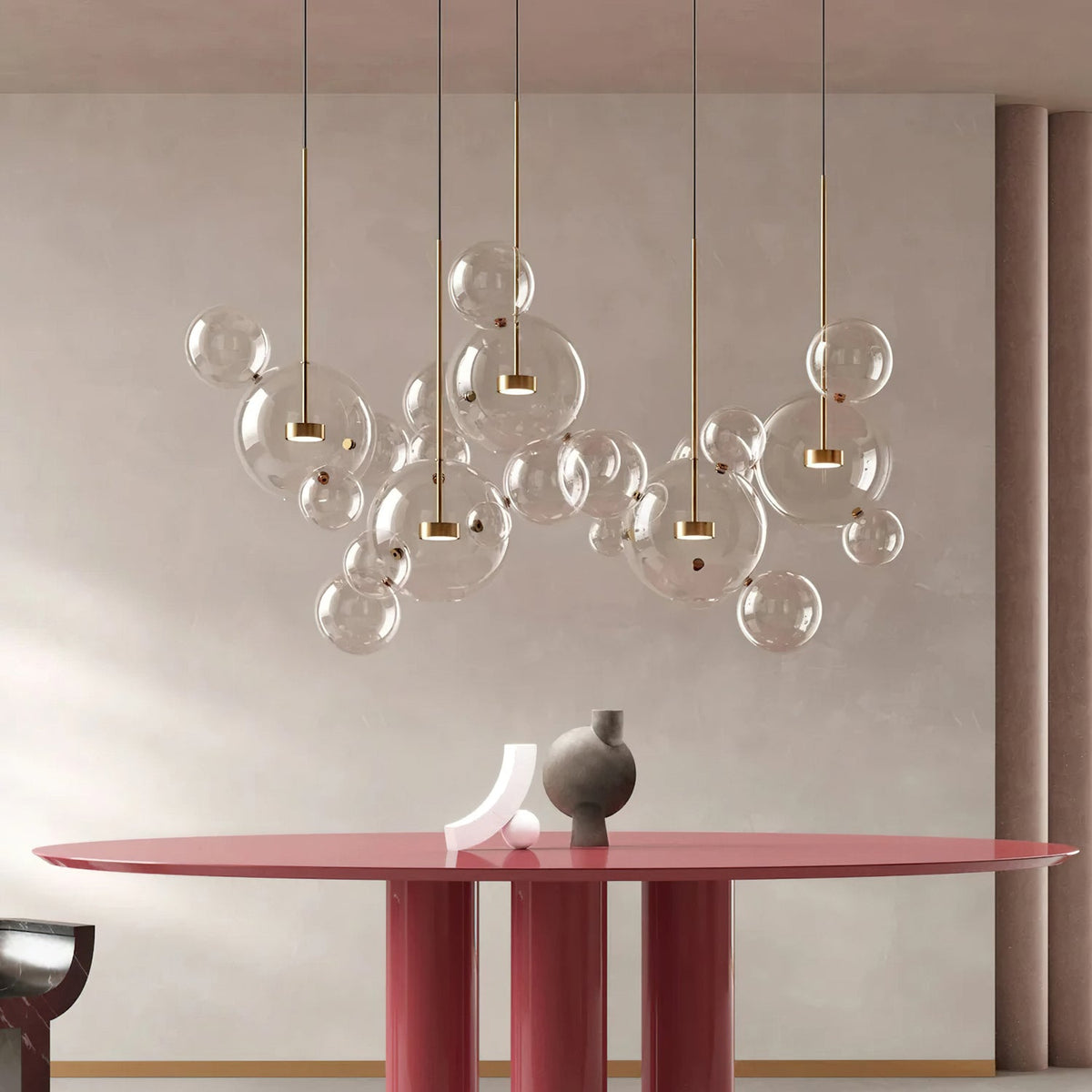 Lámpara colgante de esferas de cristal Perlada en un salón luminoso – imagen 2