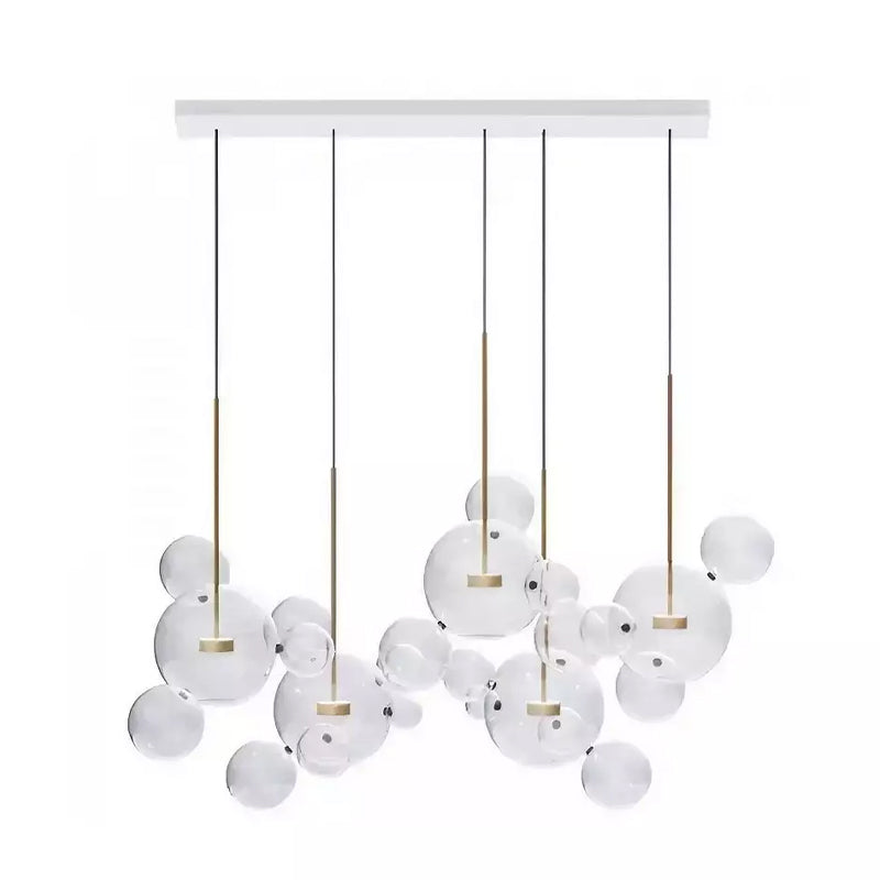 Lámpara colgante de esferas de cristal Perlada – 24 esferas plafón rectangular