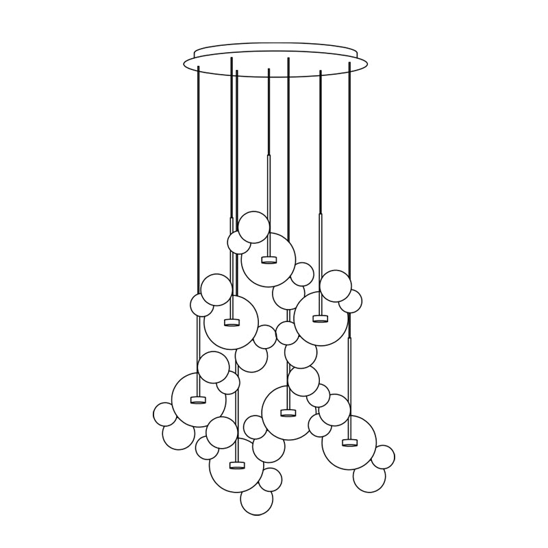 Lámpara colgante de esferas de cristal Perlada – 34 esferas plafón redondo