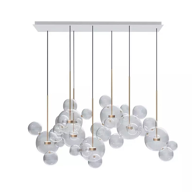 Lámpara colgante de esferas de cristal Perlada – 34 esferas plafón rectangular