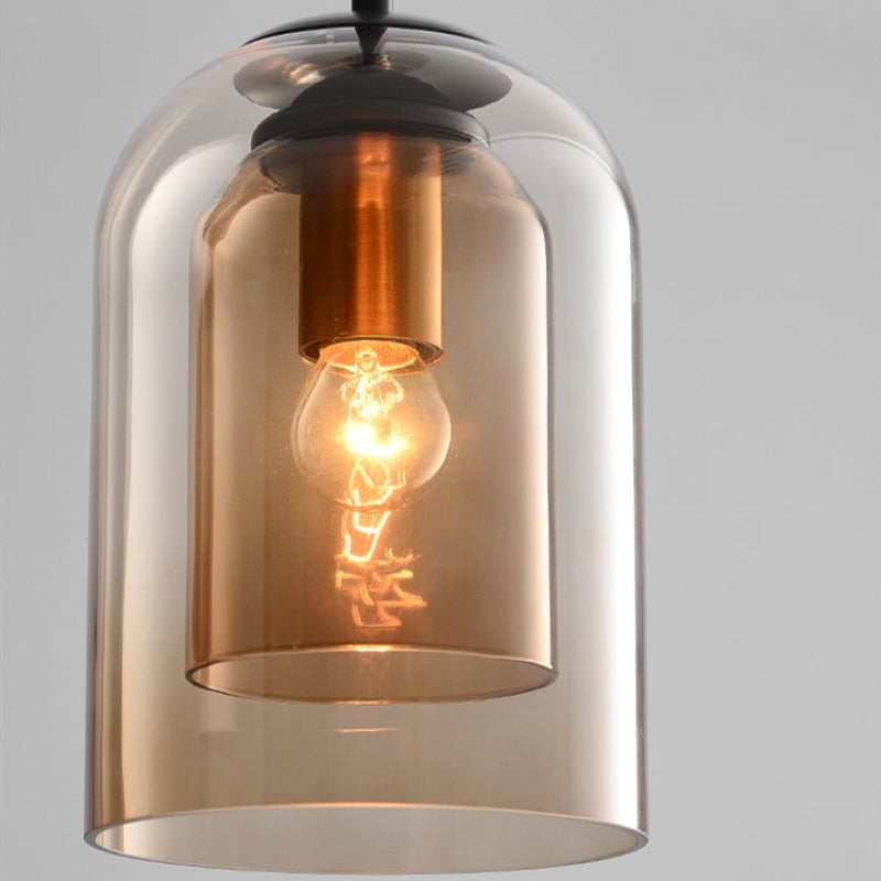 LumaRetro - Lámpara Colgante Vintage con Cristal Doble y Acabado Metalizado