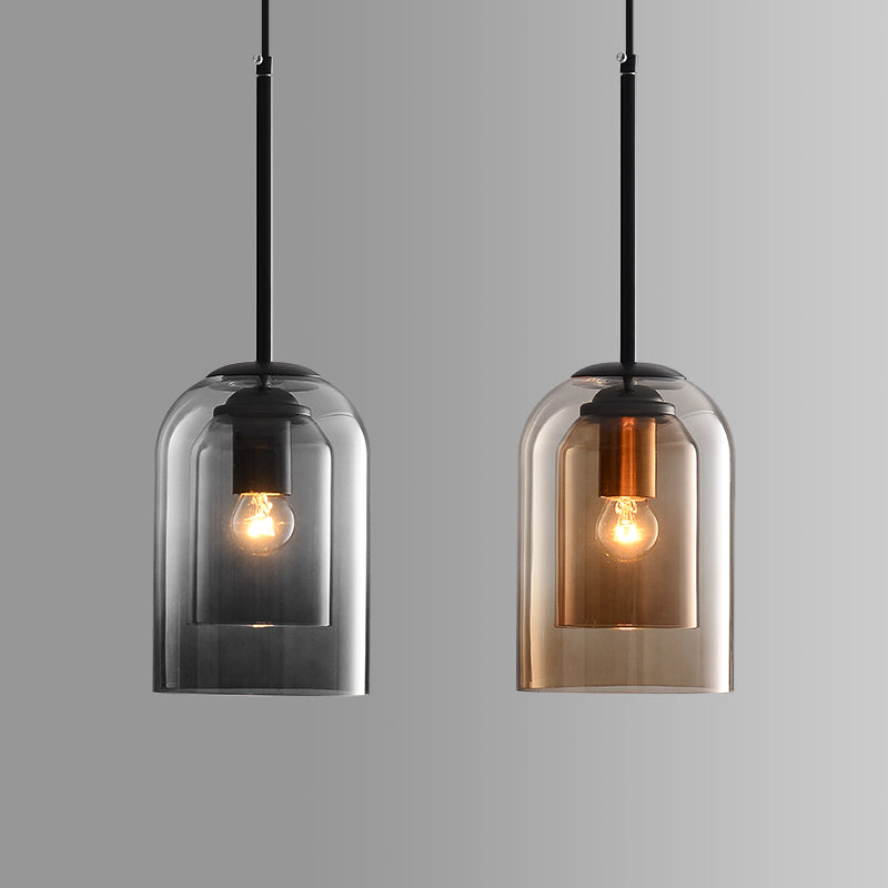 LumaRetro - Lámpara Colgante Vintage con Cristal Doble y Acabado Metalizado