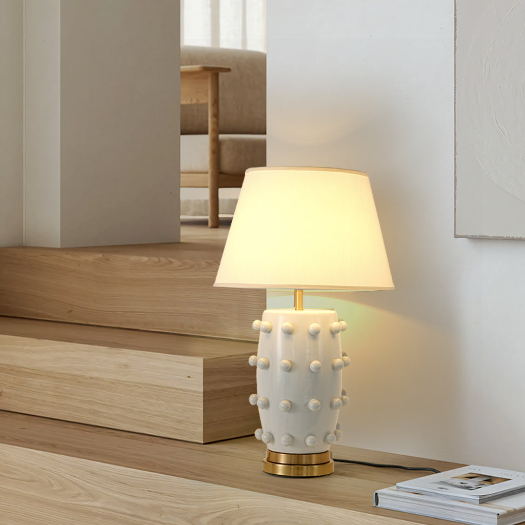 Quimara - Lámpara de Mesa de Cerámica con Pantalla de Lino Natural