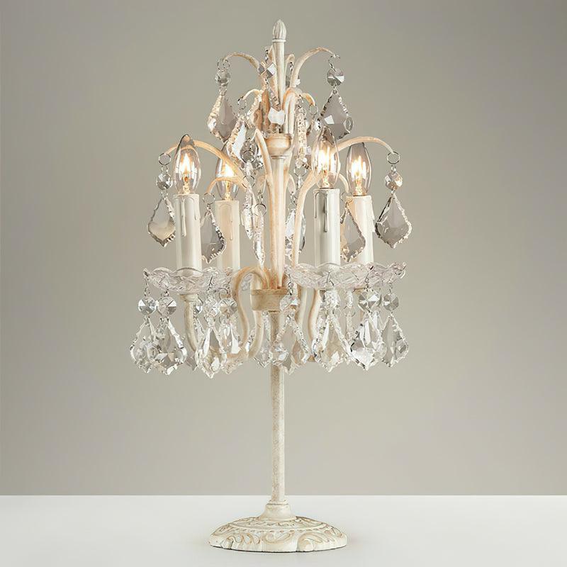 Rocaya - Lámpara de Mesa Clásica de Cristal con 4 Luces Estilo Palacio