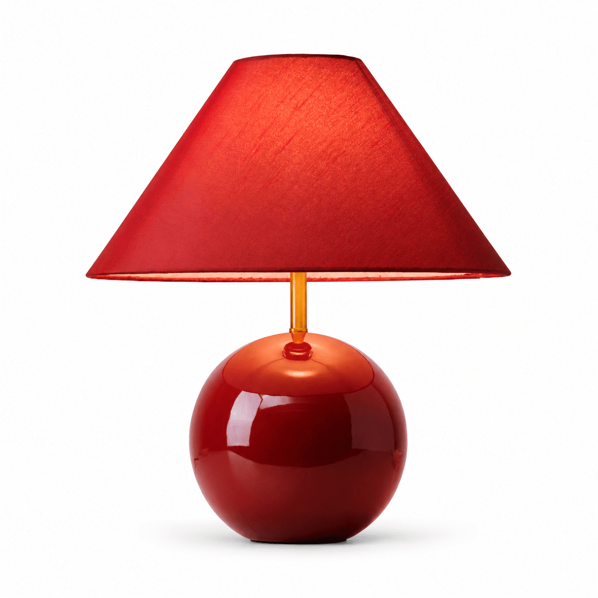 Rubiela - Lámpara de Mesa de Cerámica Roja con Pantalla de Tela E27