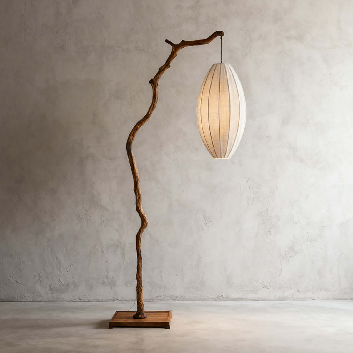 Lámpara de pie rama con farol de tela Sarmela – marrón 200 cm