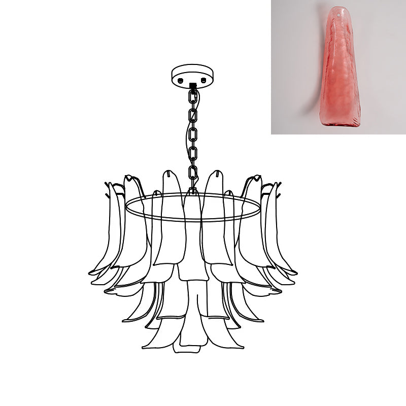 Lámpara de araña de pétalos de cristal Sépala – rojo claro, Ø 60 cm
