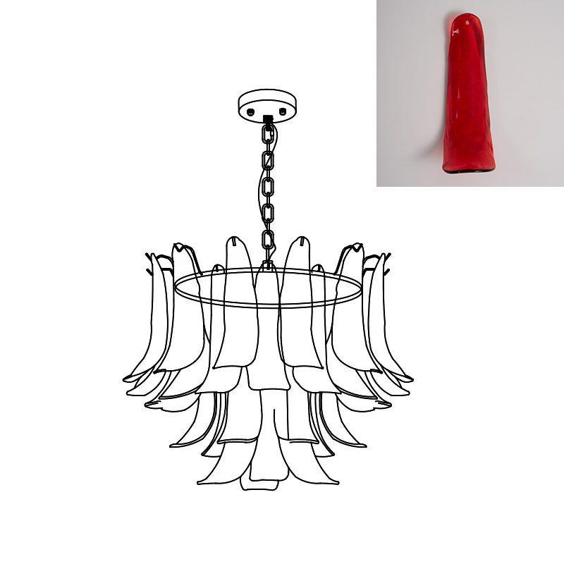 Lámpara de araña de pétalos de cristal Sépala – rojo, Ø 60 cm