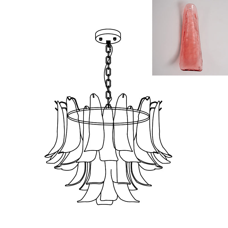 Lámpara de araña de pétalos de cristal Sépala – rojo claro, Ø 80 cm