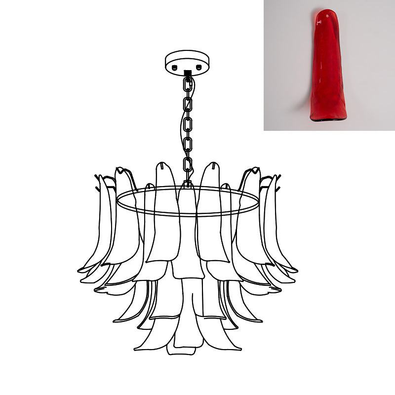 Lámpara de araña de pétalos de cristal Sépala – rojo, Ø 80 cm
