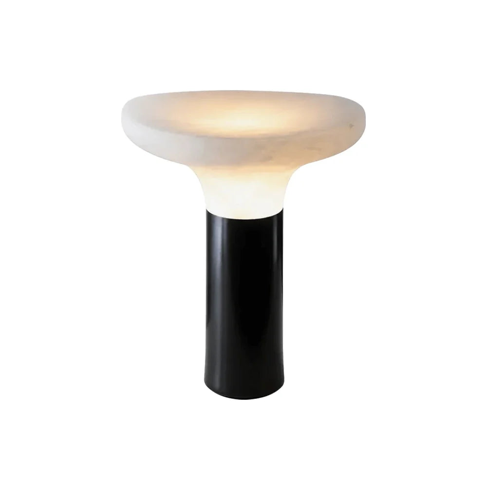 Setalba - Lámpara de Mesa Seta de Alabastro Natural con Base Negra