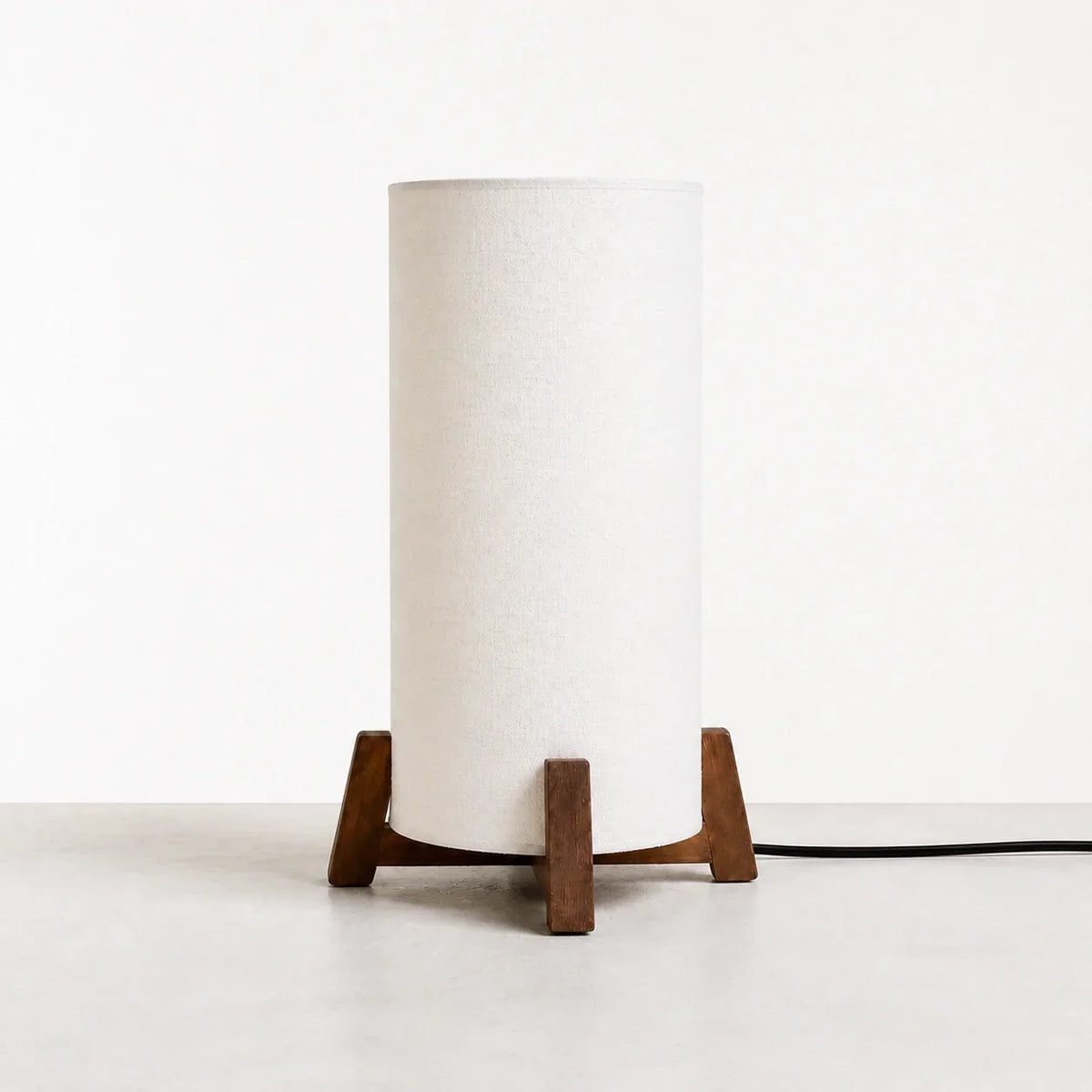 Nalina - Lámpara de Mesa Estilo Japonés con Pantalla de Tela y Madera