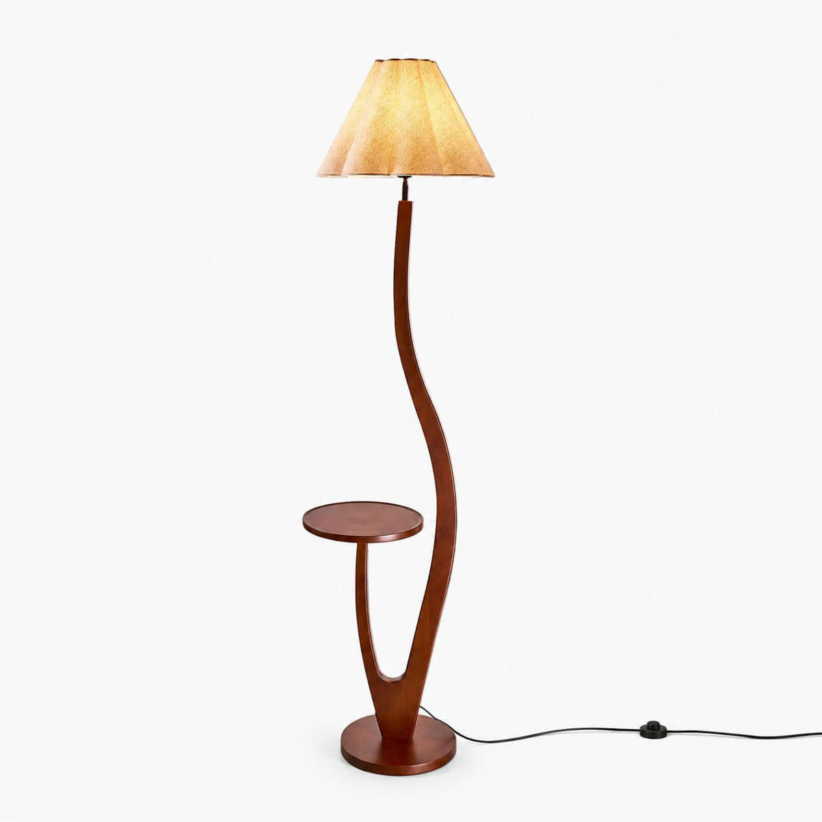 Lámpara de pie de madera con mesita Sinoria – vista principal