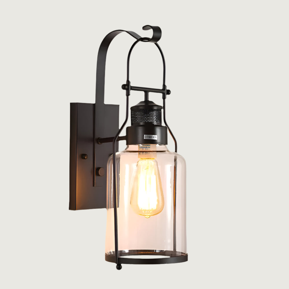 Ferro: Aplique de Pared Vintage Rústico de Metal y Cristal LED