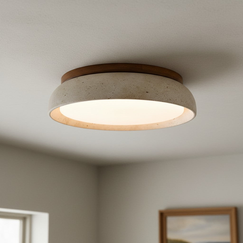Plafón LED de travertino Lajara en un dormitorio nórdico – imagen 16