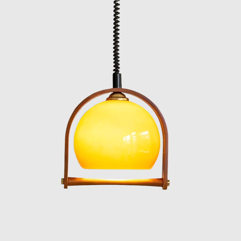 LuzVérsatil - Lámpara Colgante Retro de Madera y Vidrio