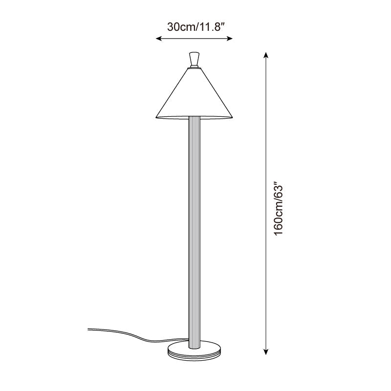 Lámpara de pie de madera y lino Tocana – medidas 30 × 160 cm