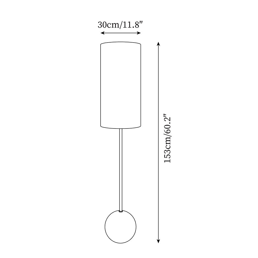 Lámpara de pie con base de bola de madera Tolvena – medidas 30 x 153 cm