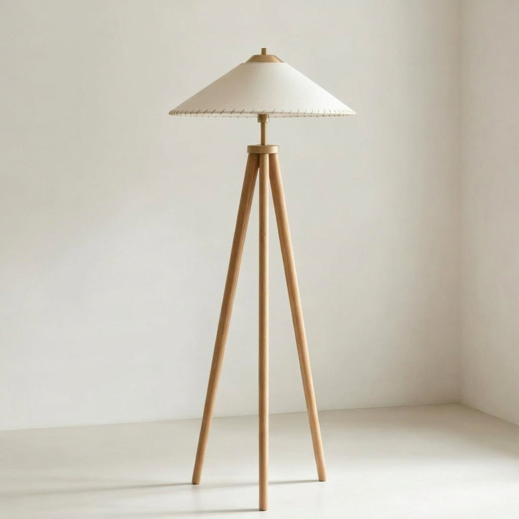 Lámpara de pie trípode de madera Tripela – vista principal