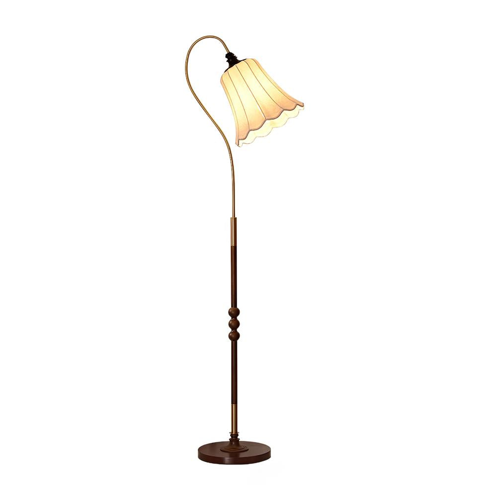 Lámpara de pie tulipán Tulema – 1 luz en cobre y blanco
