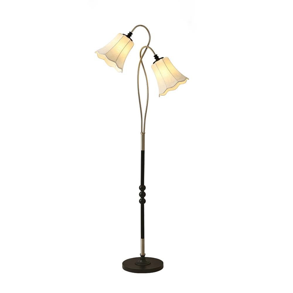 Lámpara de pie tulipán Tulema – 2 luces en níquel y blanco