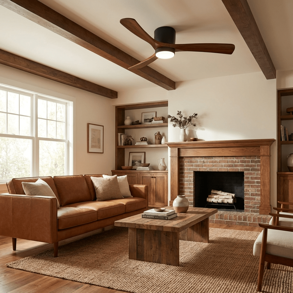 Ventilador de techo con luz Alisio en un salón luminoso – imagen 7