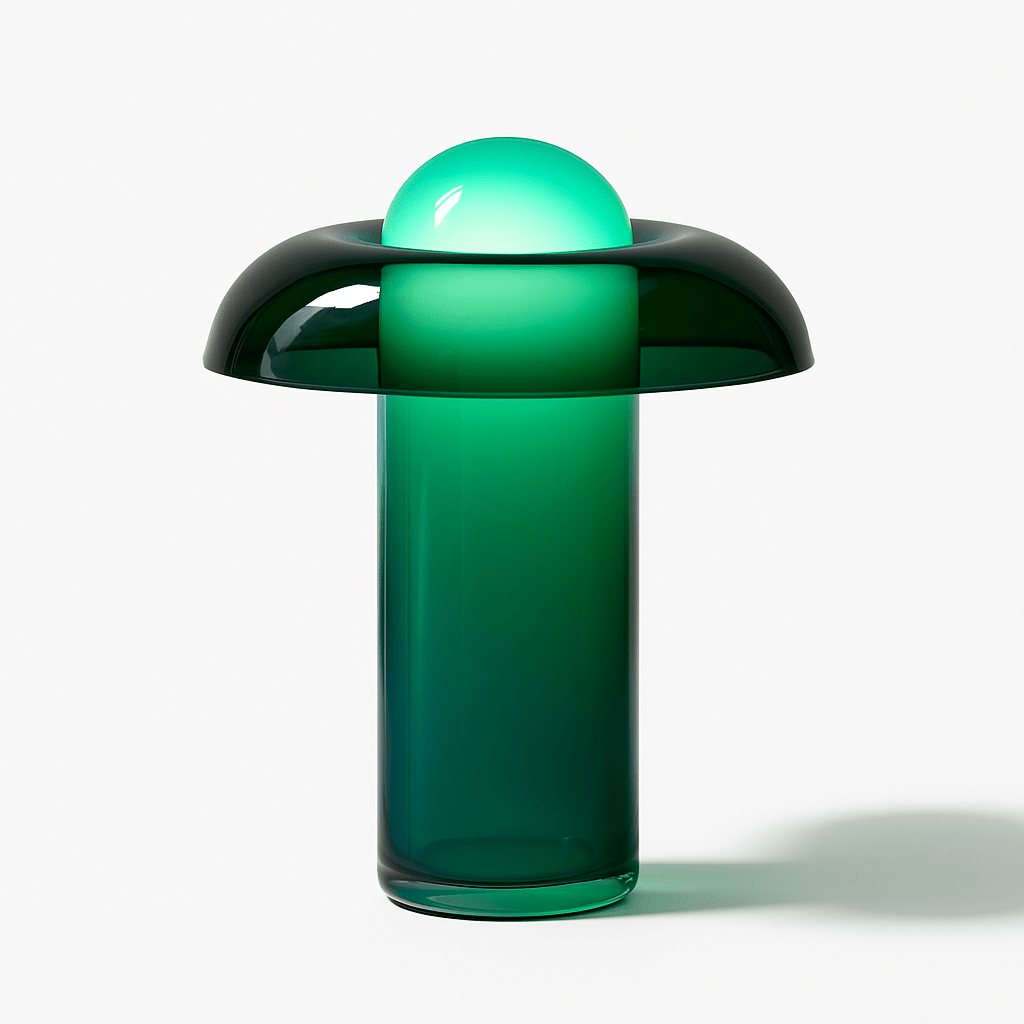 Verdeta - Lámpara de Mesa Seta de Cristal Verde con Ala Ahumada
