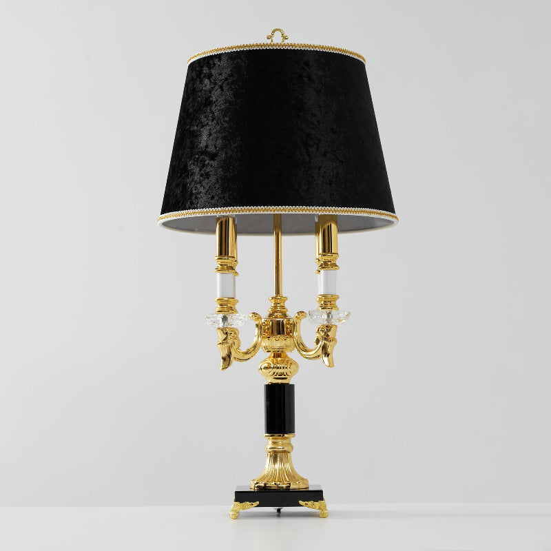 Lámpara de mesa candelabro de latón Versalia – pantalla negra