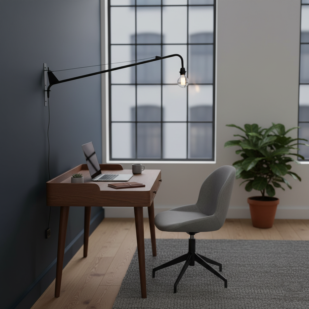 Aplique de pared con brazo largo Vigala sobre un sofá – imagen 6