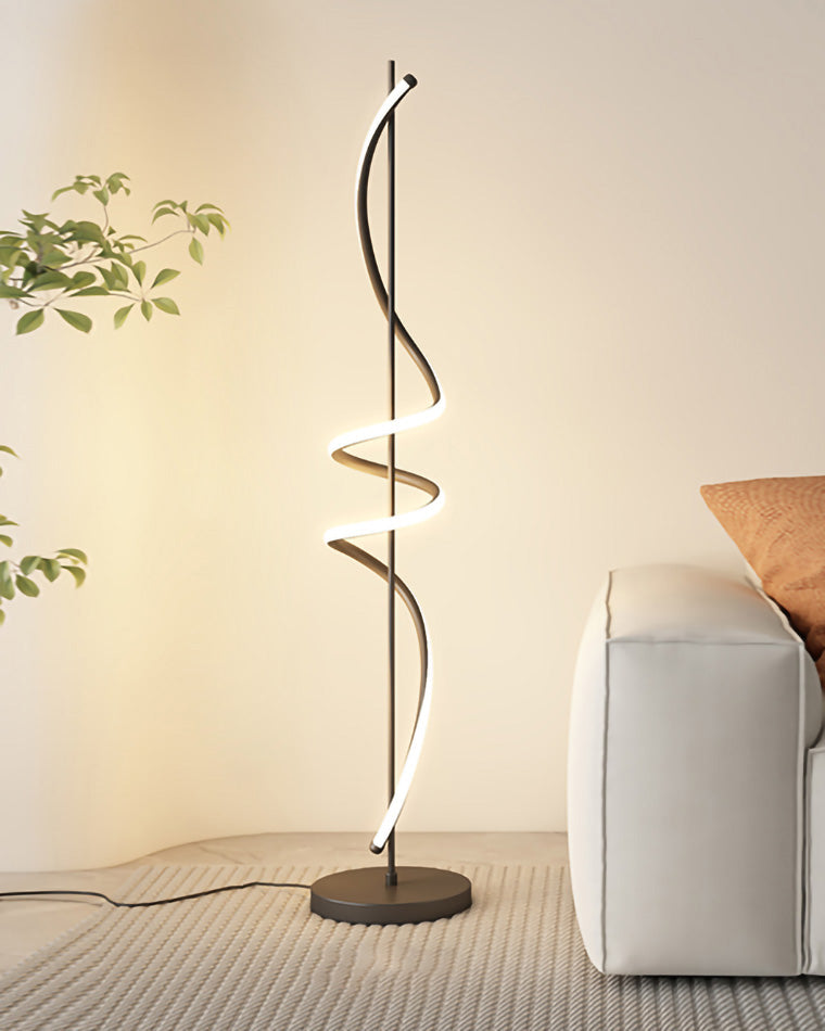 Lámpara de pie LED en espiral Volutela – espiral abierta en negro