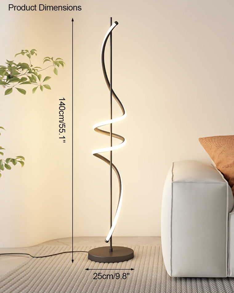 Lámpara de pie LED en espiral Volutela – plano de medidas