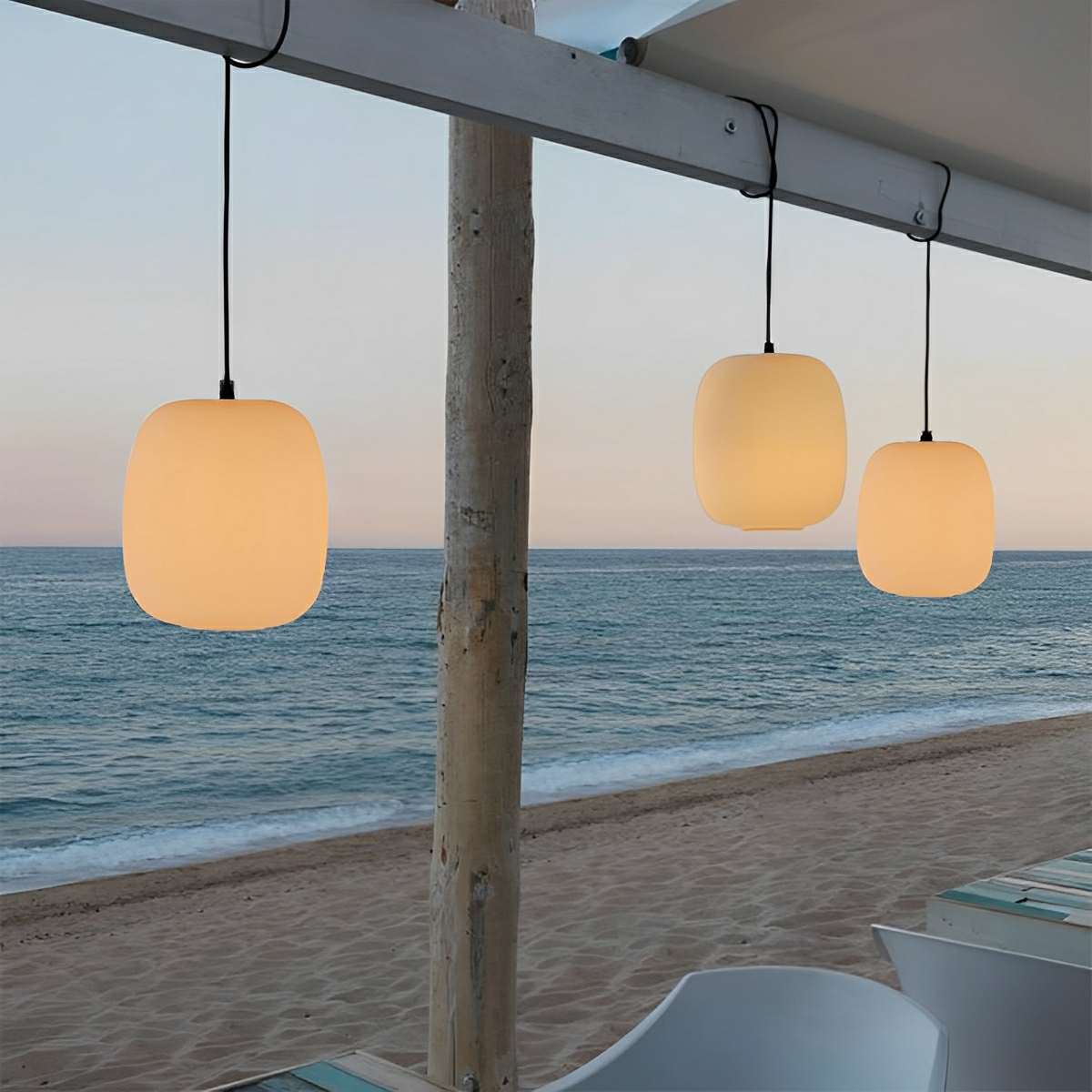 Kioma - Lámpara Colgante de Exterior LED Farolillo Blanco Estilo Japonés